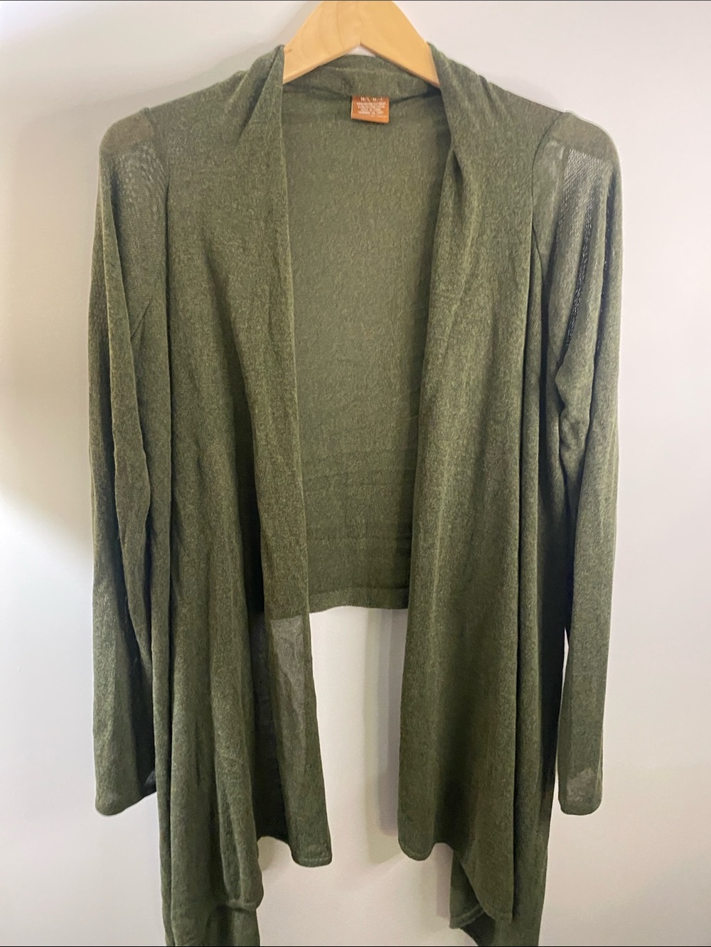 Oat Olive Open-Front Lightweight Women's Sweater Cardigan
